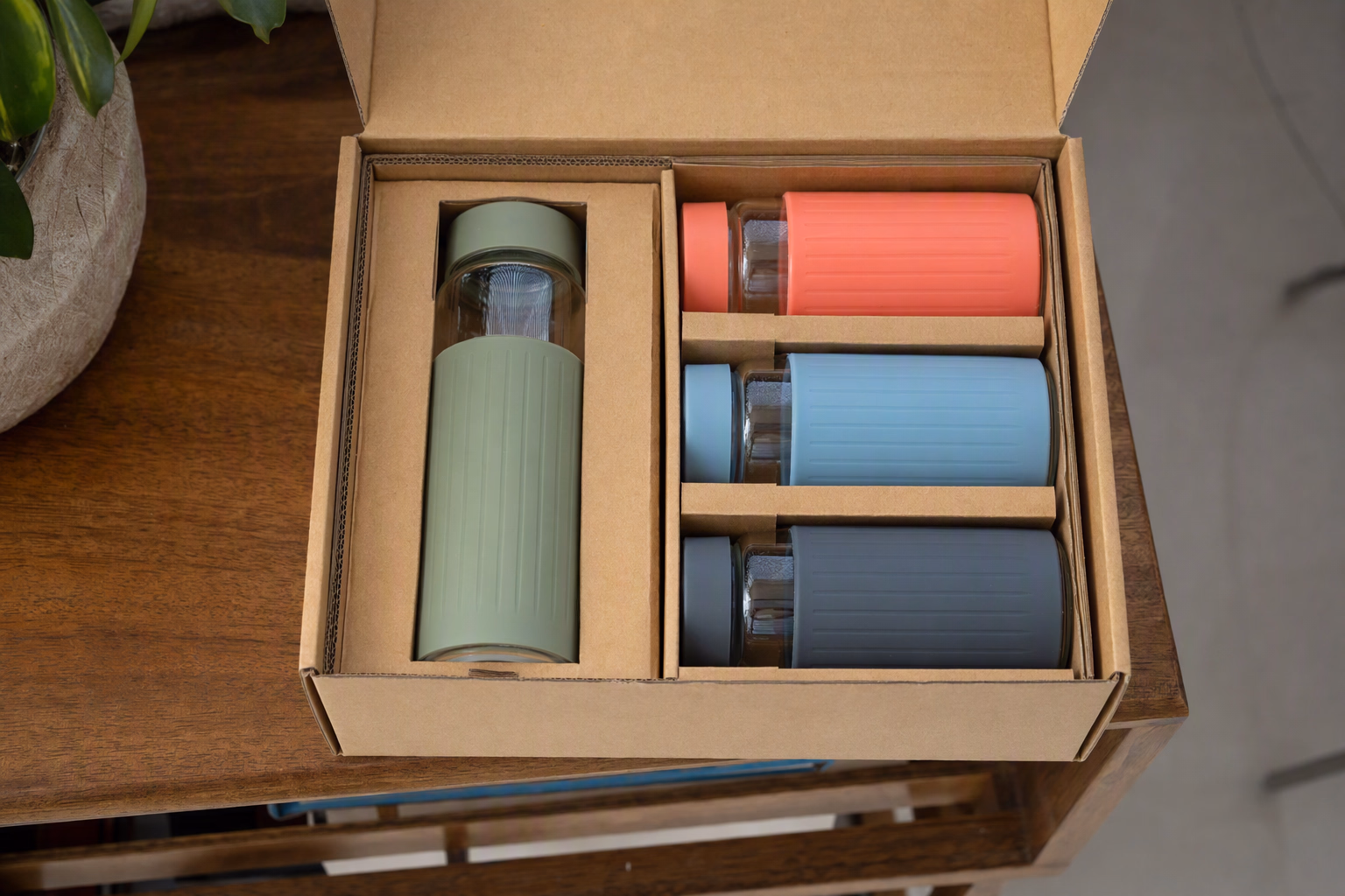 Clear 550 nested in protective cushioning inside a shipping carton