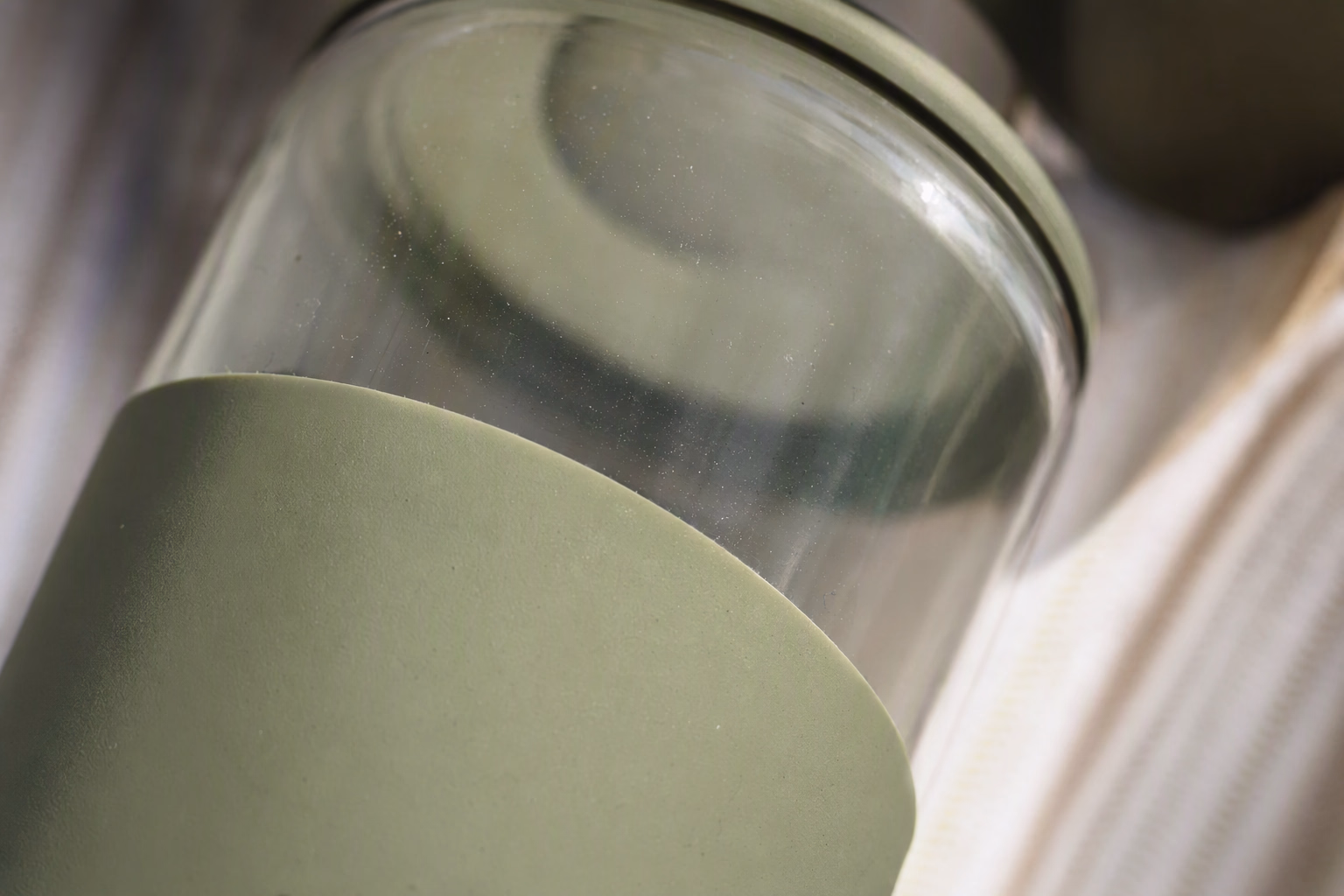 Macro view showing the texture of the aqua silicone sleeve