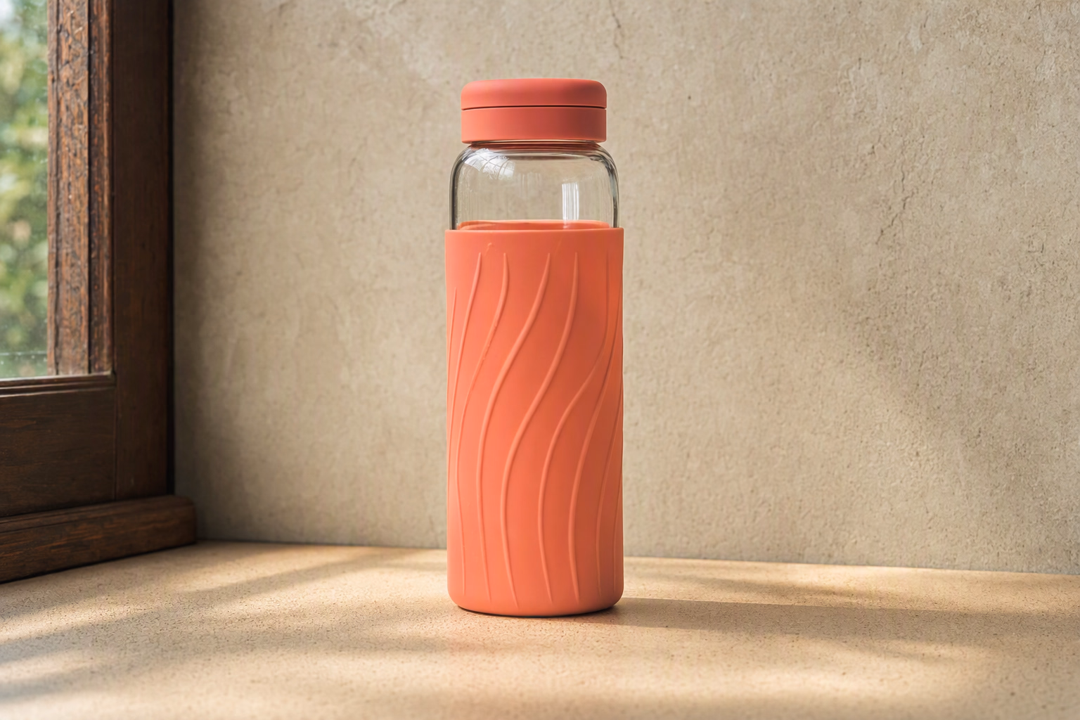 Compact Mini 420 glass bottle with coral sleeve